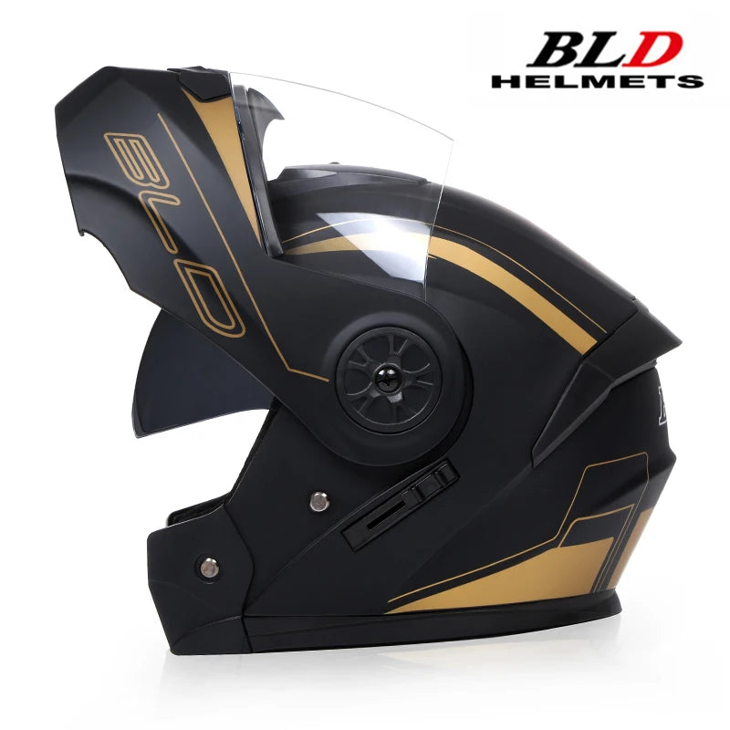 BLD-Capacete facial completo personalizado para motocicletas para homens e mulheres, capacetes de lente dupla, modulares, flip up, motocross, corrida, moda