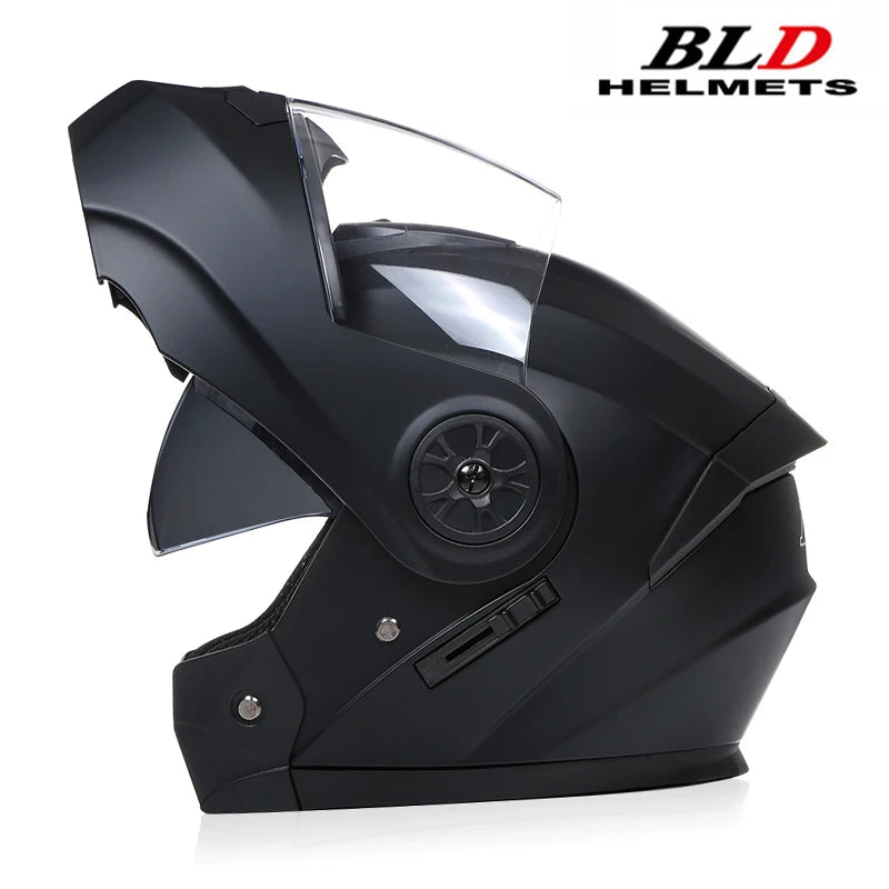 BLD-Capacete facial completo personalizado para motocicletas para homens e mulheres, capacetes de lente dupla, modulares, flip up, motocross, corrida, moda