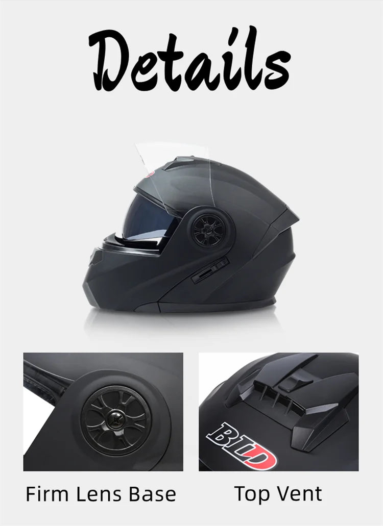 BLD-Capacete facial completo personalizado para motocicletas para homens e mulheres, capacetes de lente dupla, modulares, flip up, motocross, corrida, moda