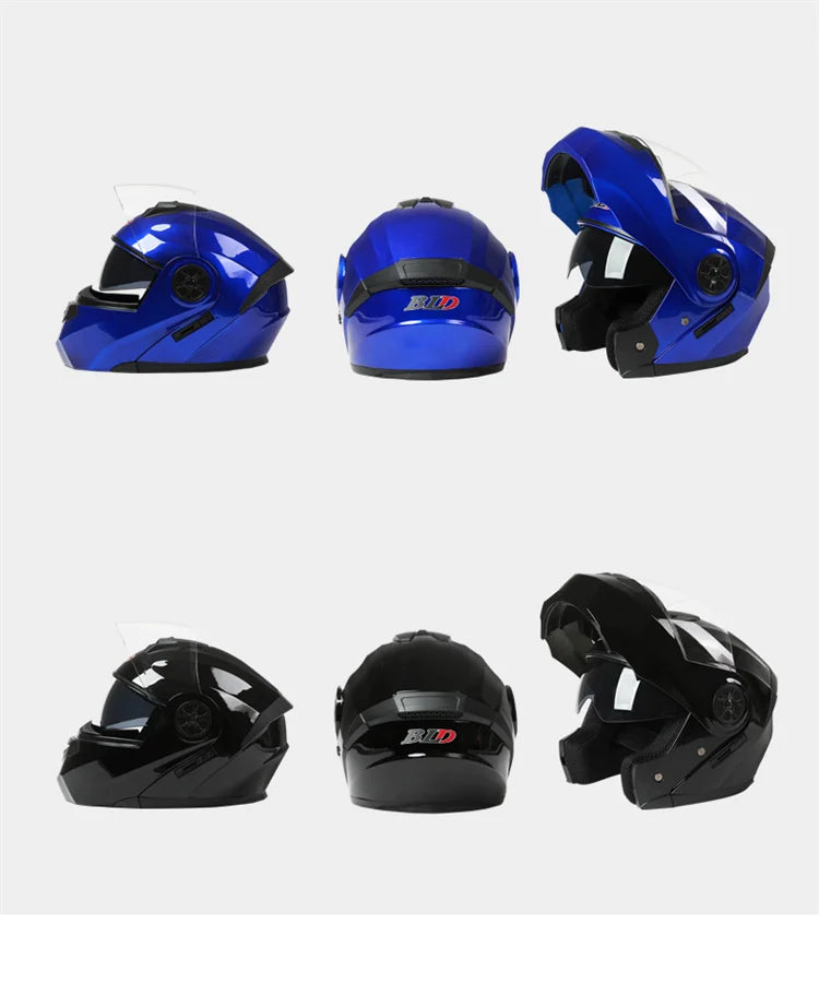 BLD-Capacete facial completo personalizado para motocicletas para homens e mulheres, capacetes de lente dupla, modulares, flip up, motocross, corrida, moda