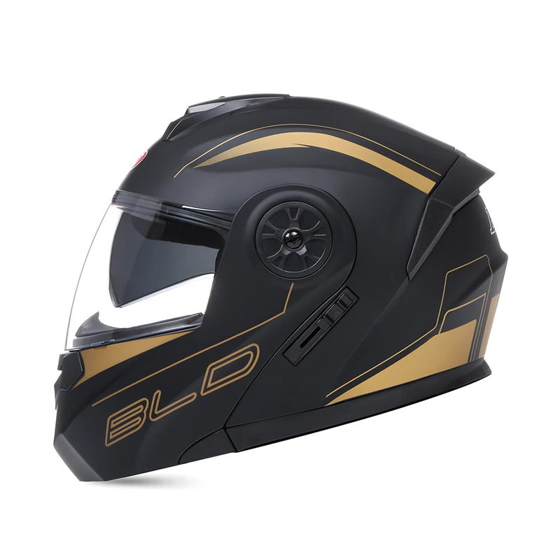 BLD-Capacete facial completo personalizado para motocicletas para homens e mulheres, capacetes de lente dupla, modulares, flip up, motocross, corrida, moda